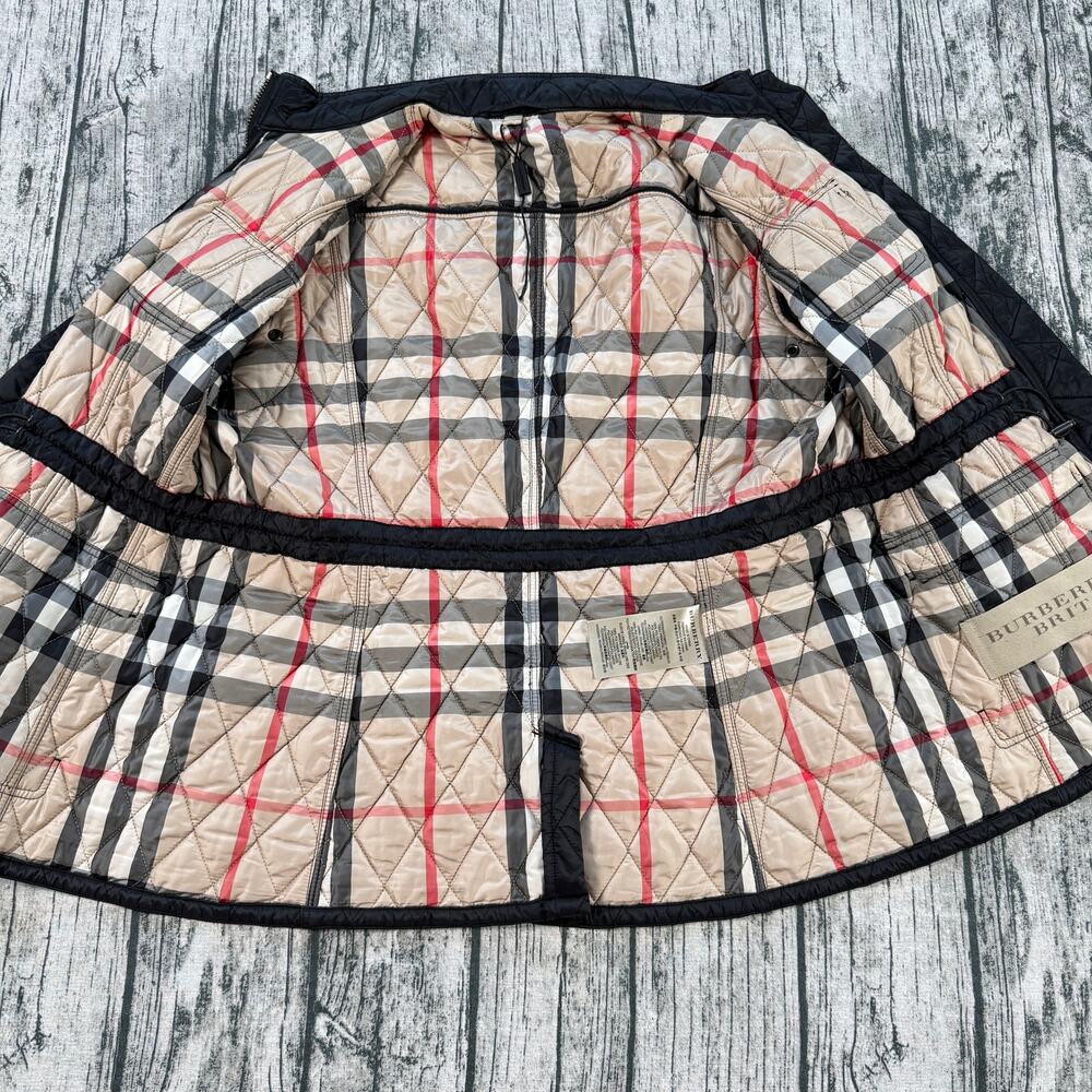 Burberry Brit Quilted Jacket Women XL Black Nova Check Lined Lightweight Coat - Picture 4 of 16